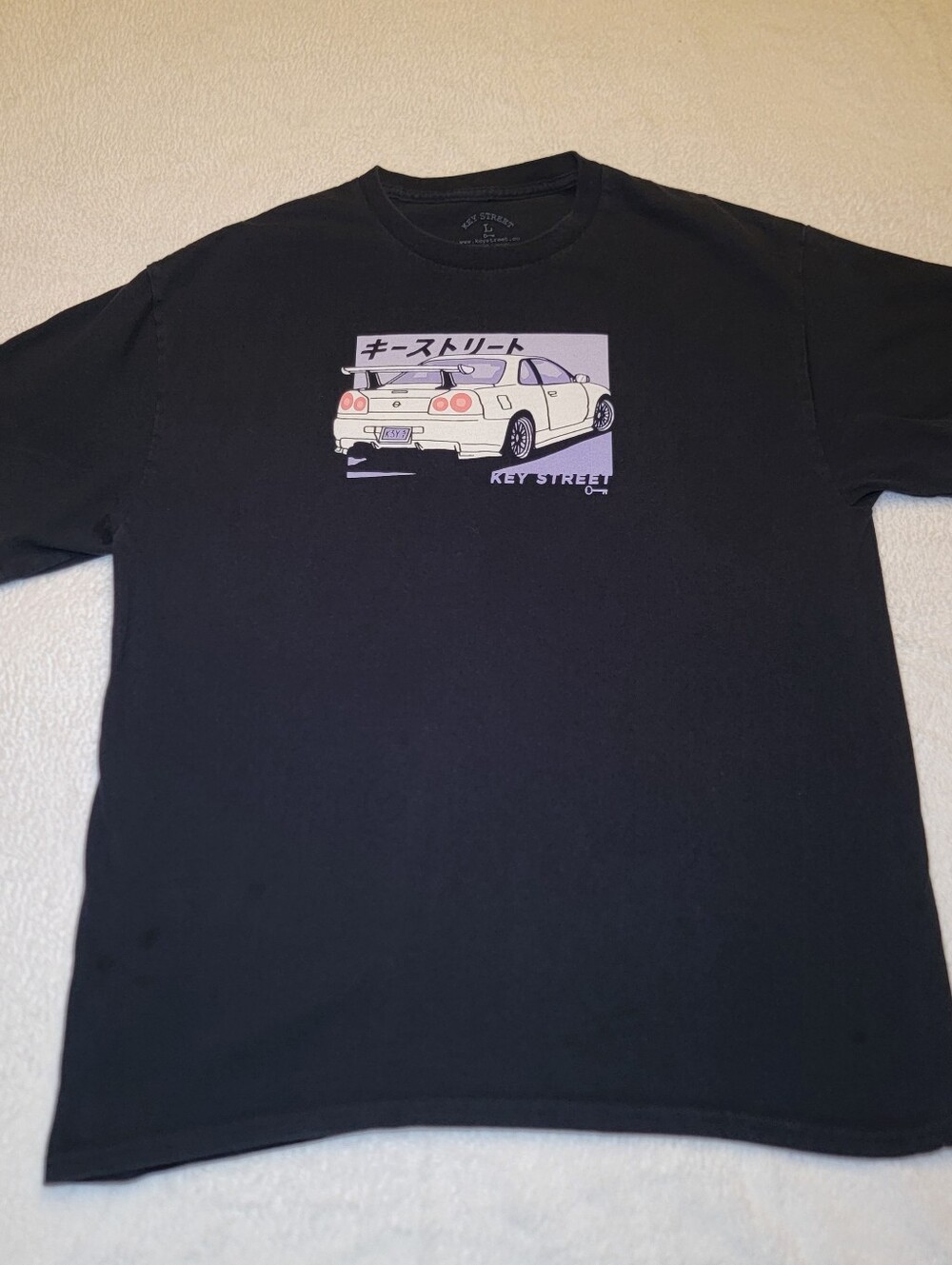 Key Street Kaiju Kuruma Nissan Skyline GT-R JDM Black Graphic T-Shirt Mens L EUC
